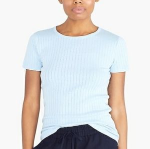 J Crew Baby Blue Ribbed Short Sleeve Shirt